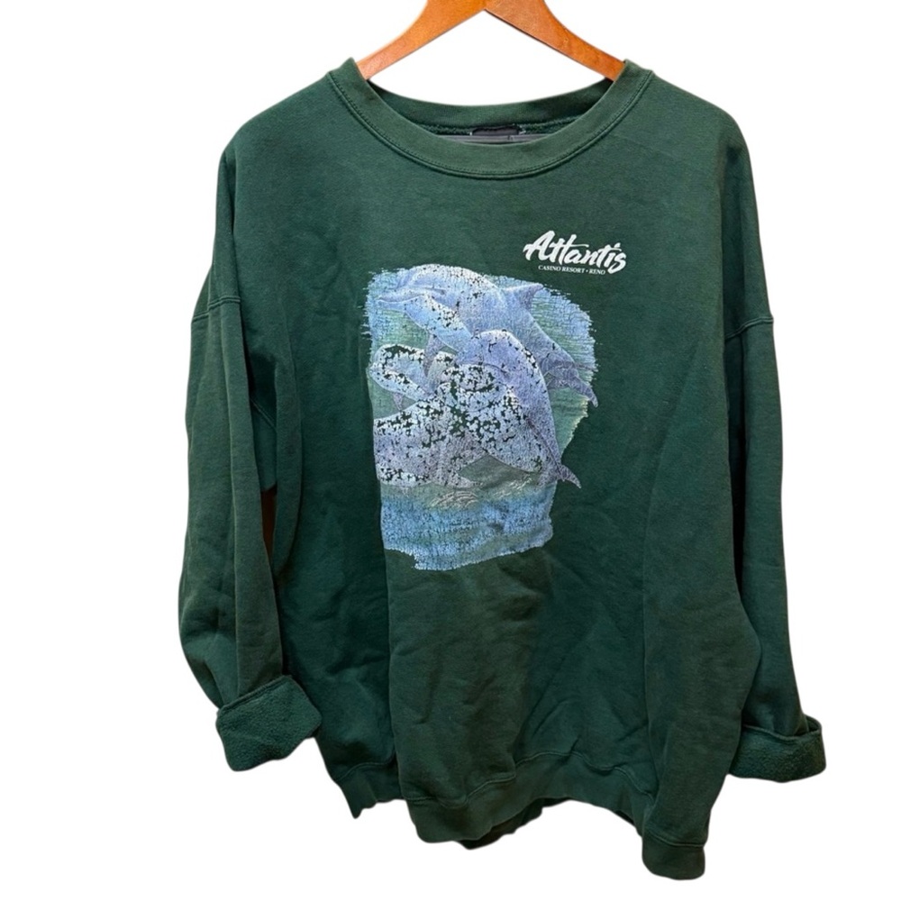 Vintage Atlantis Dolphin Graphic Crewneck Sweatshirt